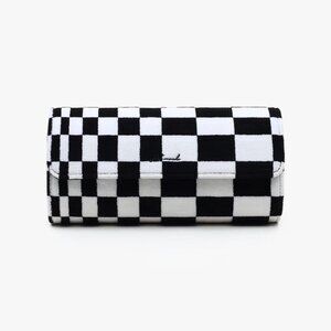 KRUK White/Black Pasha Checkered Triple Watch Roll Travel Storage Case